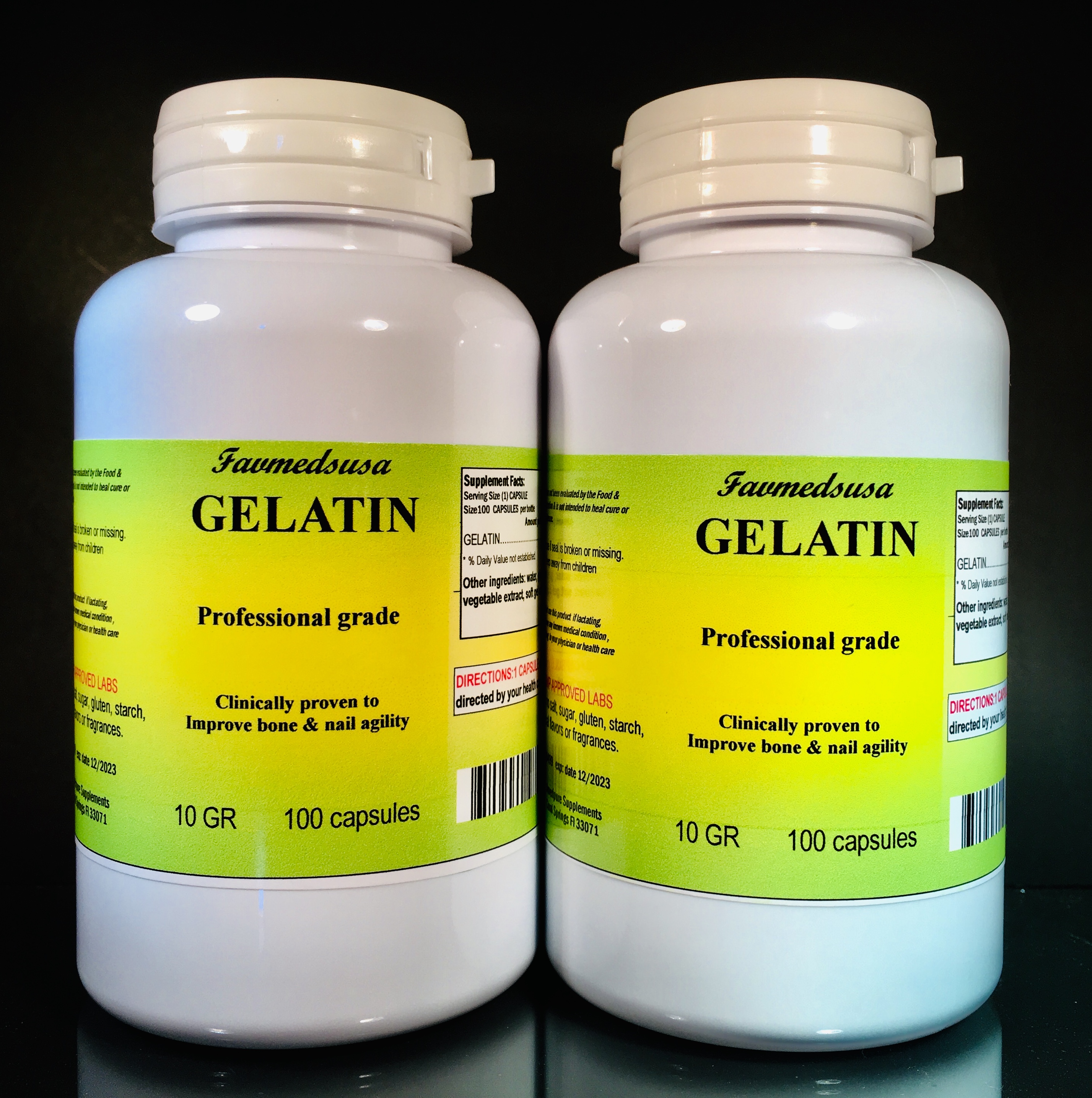 Gelatin, High Quality arthritis aid, hair, nails, skin 100 capsules